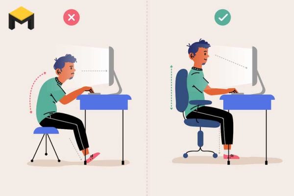 صحیح نشستن پشت میز کار
