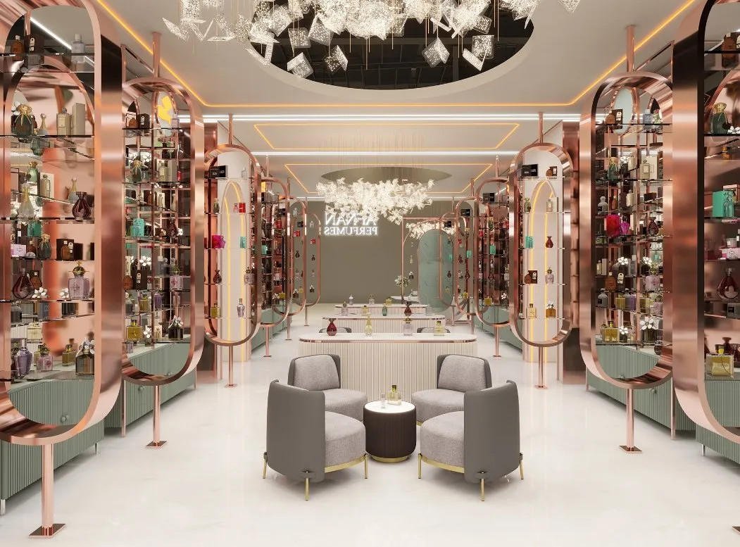 مبلمان در طراحی دکوراسیون فروشگاه عطر