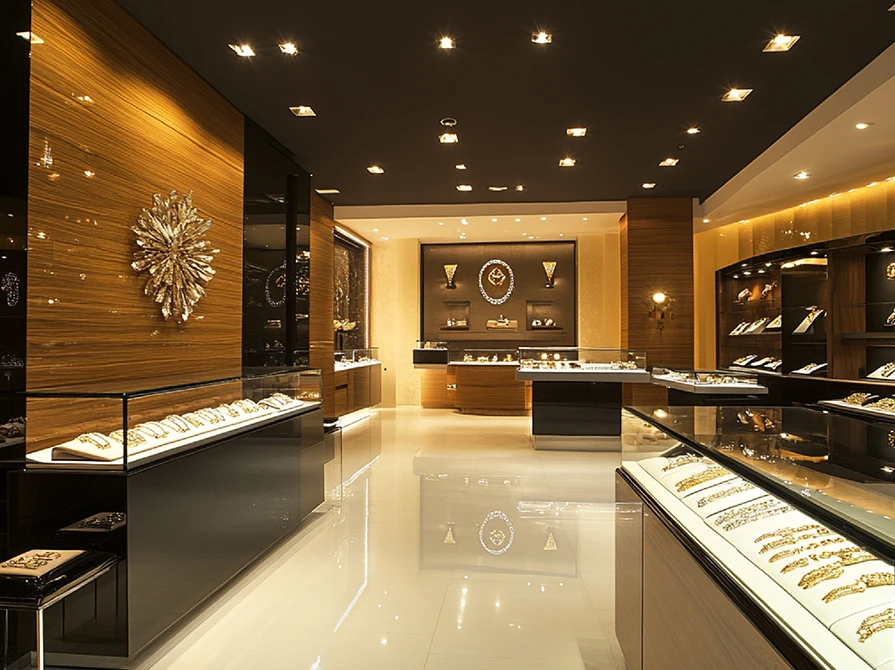 نورپردازی حرفه‌ای طلافروشی