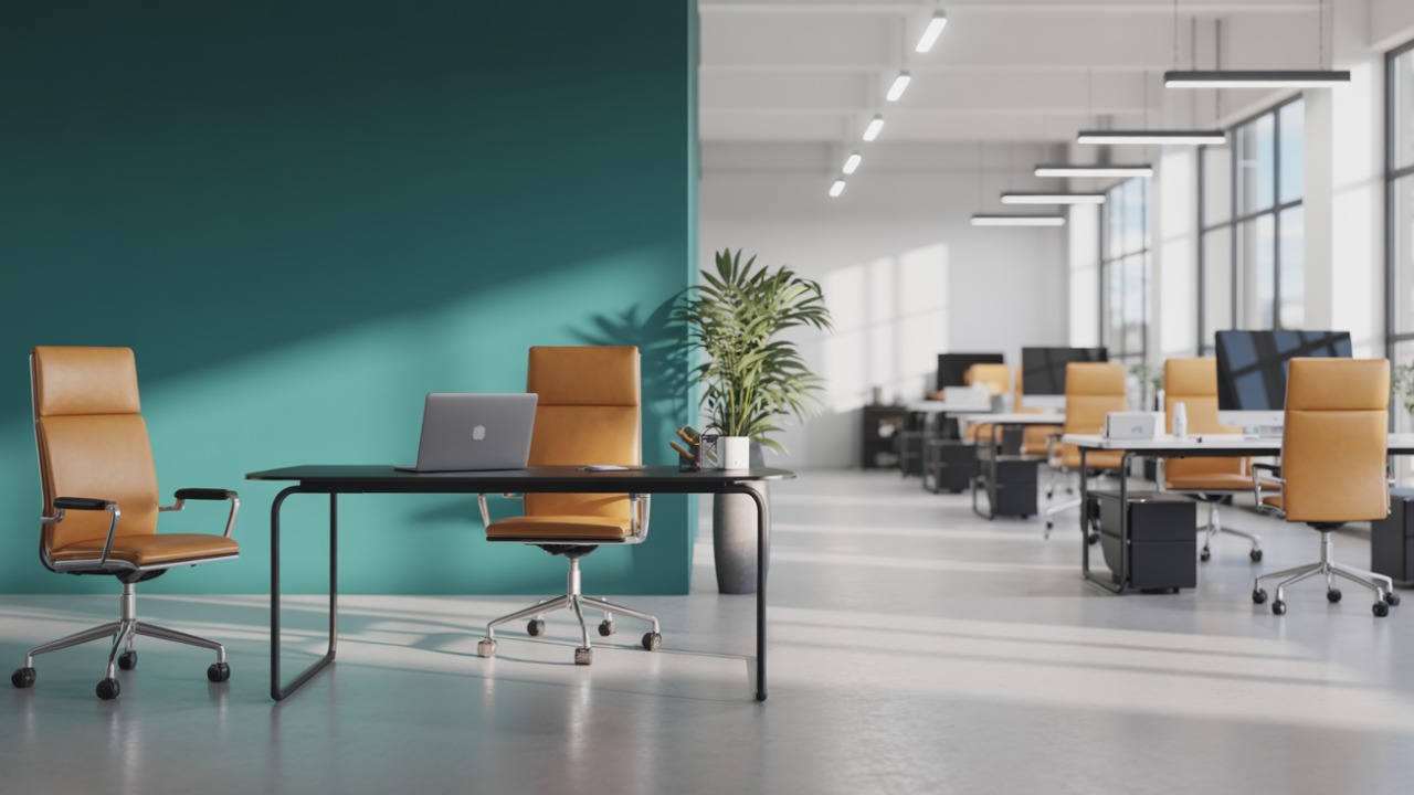 هماهنگی رنگ با مبلمان اداری و پارتیشن‌ها